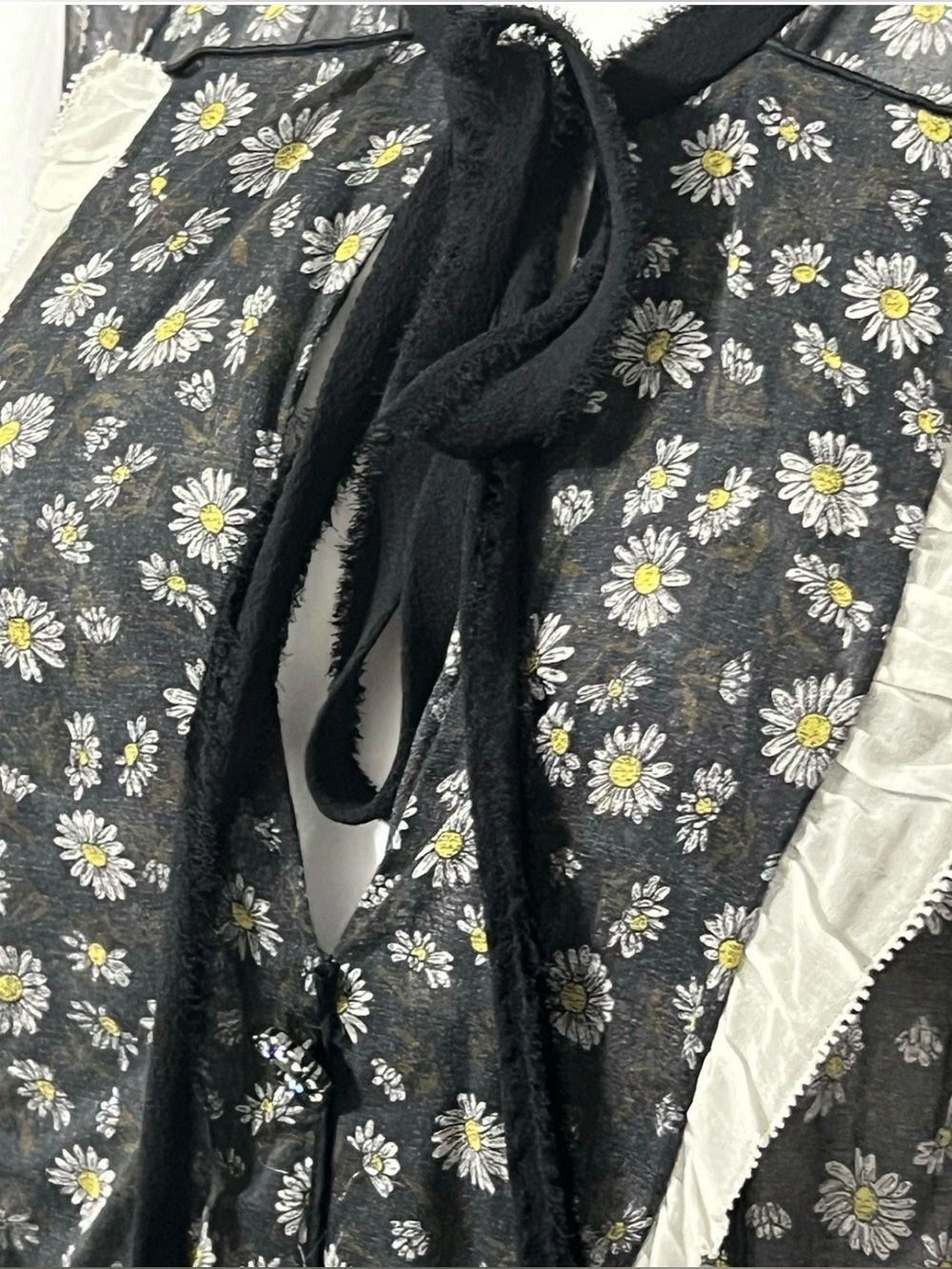 Marc Jacobs Daisy Floral Sheer Cotton Dress Black White Size 8 Like New - Picture 7 of 11